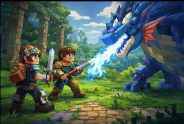 Hytale Characters Battling a mystical dragon