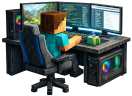 Hytale character working at a computer