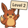 Palworld character holding a Level 2 sign