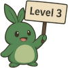 Palworld character holding a Level 3 sign